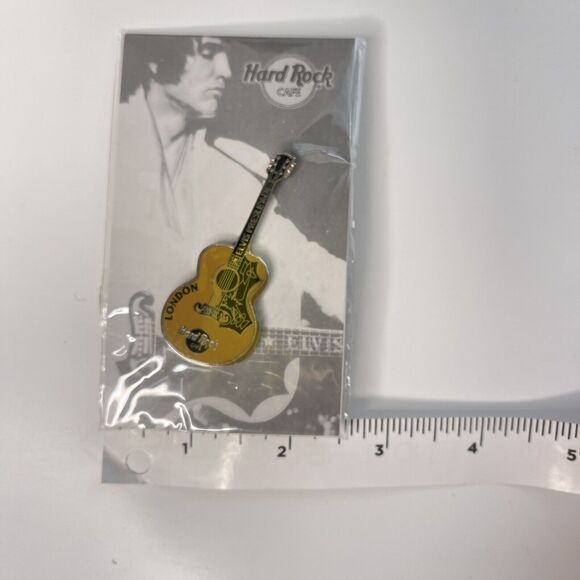 Hard Rock Cafe London Elvis Presley HOLLYWOOD Enamel Guitar Pin SEALED PACKAGE - Picture 5 of 6